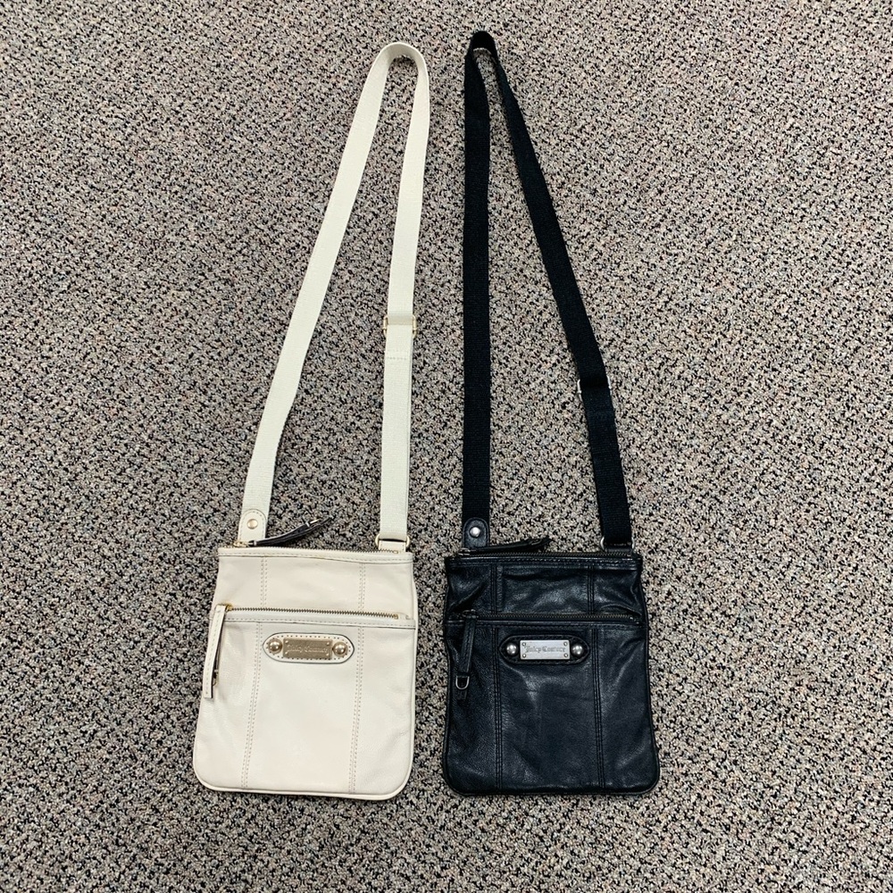 2 pcs Crossbody bags: Black & Beige Leather